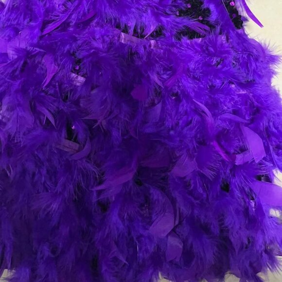 Purple Sequin & Feather Mini Dress - Picture 3 of 5